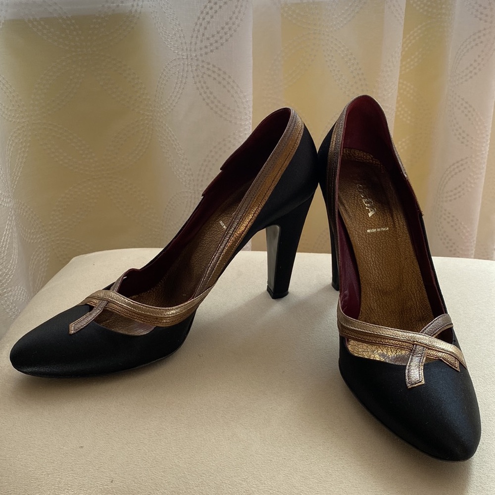 PRADA Shoes, women’s, black satin, Size EU 41 (US size 10) 4-inch heel